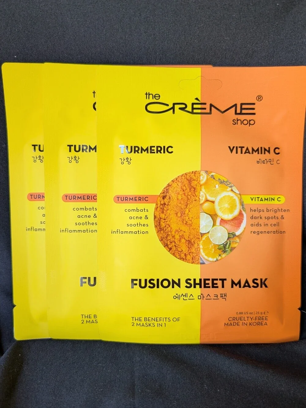 ❤️ Crème Shop 3 Turmeric Vitamin C Sheet Masks K-Beauty Korean Skincare